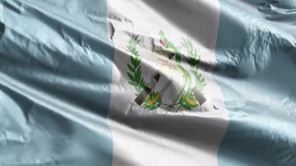 Drapeau Textile Guatémaltèque Agitant Lentement Boucle Vent Bannière Guatémaltèque Balançant — Video