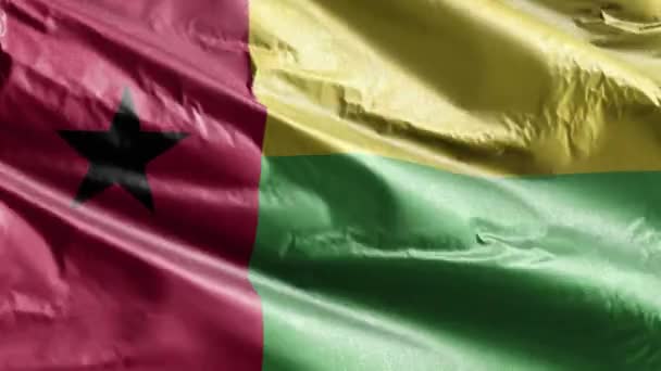 Guinea Bissau Textile Flag Waving Wind Loop Guinea Bissau Banner — Stock Video