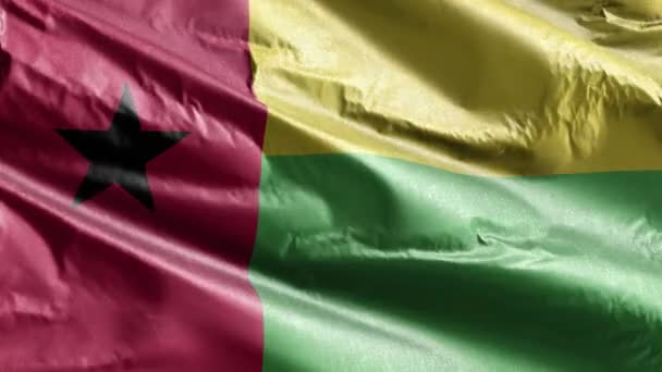 Guinee Bissau Textiel Vlag Langzaam Zwaaien Wind Lus Guinee Bissau — Stockvideo