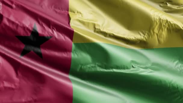 Guinee Bissau Vlag Zwaait Langzaam Wind Lus Guinee Bissau Spandoek — Stockvideo