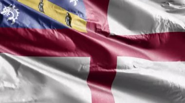 Herm tekstil bayrağı rüzgar döngüsünde yavaşça dalgalanıyor. Herm afişi rüzgarda hafifçe sallanıyor. Kumaş dokular. Tam dolgu arkaplanı. 20 saniye döngü. 