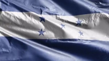 Honduras tekstil bayrağı rüzgarda sallanıyor. Honduras bayrağı rüzgarda sallanıyor. Kumaş dokular. Tam dolgu arkaplanı. 10 saniye döngü. 