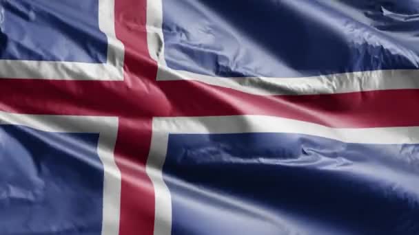 Bandera Islandia Ondeando Bucle Del Viento Bandera Islandia Balanceándose Brisa — Vídeo de stock