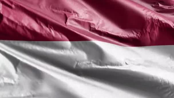 Indonesien Textilflagga Viftar Vindslingan Indonesiens Fana Svajar Vinden Tygvävnad Full — Stockvideo