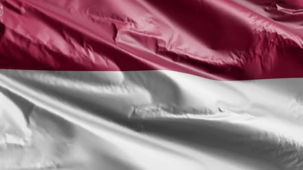 Die Flagge Indonesiens Weht Langsam Auf Der Windschleife Indonesisches Banner — Stockvideo