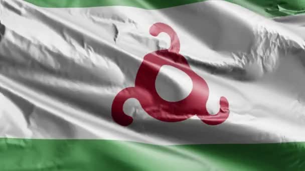 Bandera Ingushetia Ondeando Bucle Del Viento Bandera Ingushetia Balanceándose Brisa — Vídeo de stock