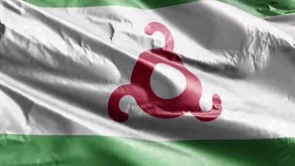 Bandera Textil Ingushetia Ondeando Bucle Del Viento Bandera Ingushetia Balanceándose — Vídeo de stock