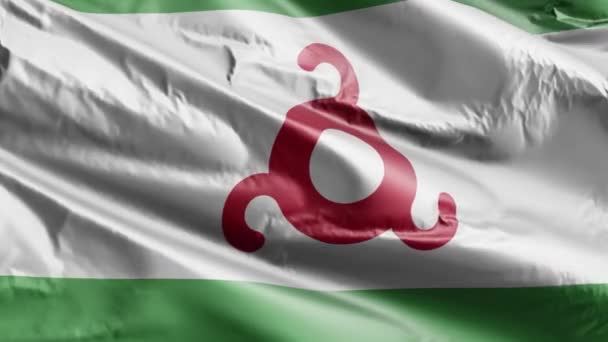Bandera Ingushetia Ondeando Lentamente Bucle Del Viento Bandera Ingushetia Balanceándose — Vídeo de stock