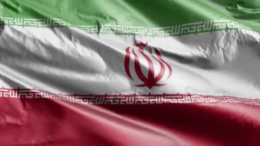 İran bayrağı rüzgarda dalgalanıyor. İran bayrağı rüzgarda sallanıyor. Tam dolgu arkaplanı. 10 saniye döngü. 