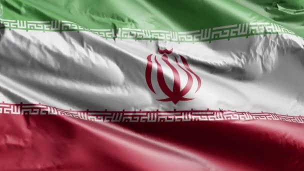 Flaga Iranu Powoli Macha Pętlą Wiatru Iran Sztandar Płynnie Kołysząc — Wideo stockowe