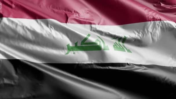 Irakflaggan Vinkar Långsamt Vindslingan Irakisk Fana Svajar Lätt Vinden Full — Stockvideo