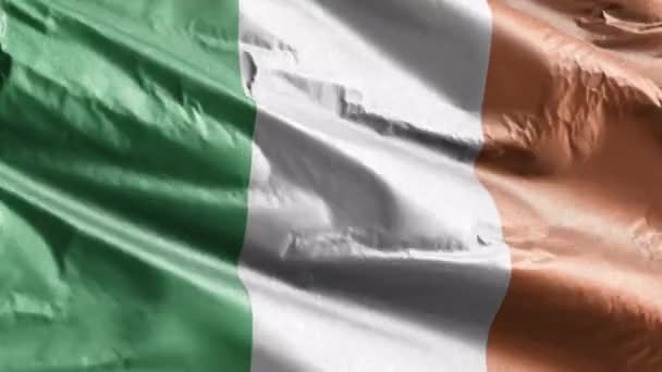 Irská Textilní Vlajka Vlnící Větrné Smyčce Irská Vlajka Vlála Větru — Stock video