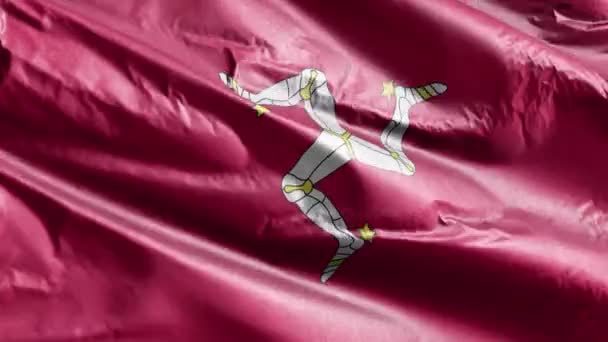 Isle Man Textilflagga Viftar Vindslingan Isle Man Banderollen Svajar Vinden — Stockvideo