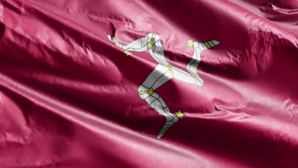 Isle Man Bandeira Têxtil Lenta Acenando Loop Vento Isle Man — Vídeo de Stock