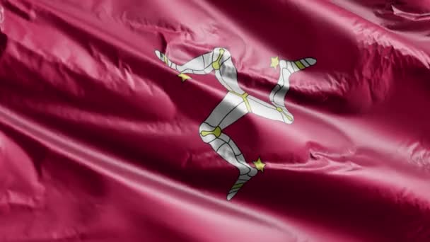 Isle Man Bandeira Lenta Acenando Loop Vento Isle Man Banner — Vídeo de Stock