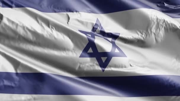 イスラエルの旗はゆっくりと風の輪を振っている イスラエルのバナーをスムーズに風に揺れる 完全充填の背景 20秒ループ — ストック動画