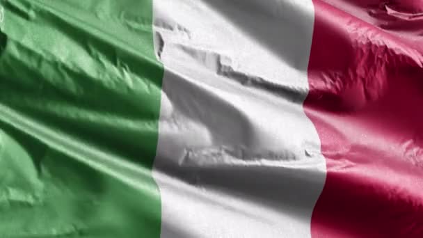 Drapeau Textile Italie Agitant Lentement Sur Boucle Vent Bannière Italienne — Video