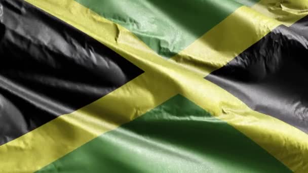 Jamajská Textilní Vlajka Pomalu Vlní Větrné Smyčce Jamajský Prapor Hladce — Stock video