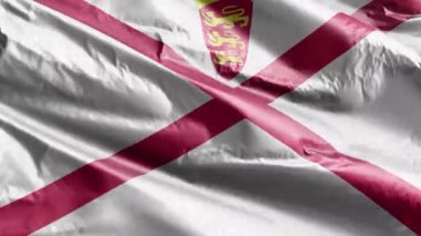 Jersey tekstil bayrağı rüzgarda sallanıyor. Jersky bayrağı rüzgarda sallanıyor. Kumaş dokular. Tam dolgu arkaplanı. 10 saniye döngü. 