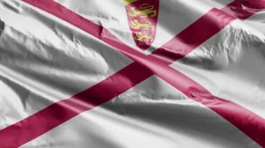 Jersey bayrağı rüzgarda dalgalanıyor. Jersky bayrağı rüzgarda sallanıyor. Tam dolgu arkaplanı. 10 saniye döngü. 