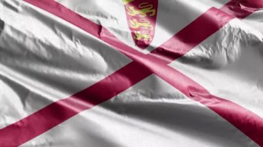 Jersey tekstil bayrağı rüzgarda sallanıyor. Jersky afişi rüzgarda hafifçe sallanıyor. Kumaş dokular. Tam dolgu arkaplanı. 20 saniye döngü. 
