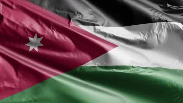 Jordanflaggan Viftar Vindslingan Jordan Fana Svajar Vinden Full Fyllning Bakgrund — Stockvideo