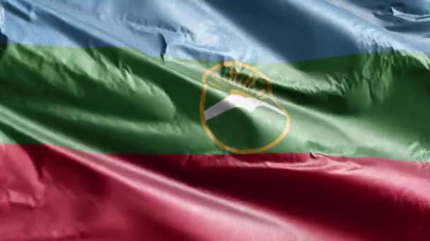 Karachay Cherkessia Textilflagga Viftar Vindslingan Karachay Cherkess Fana Svajar Vinden — Stockvideo