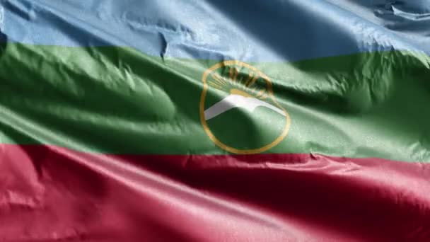 Karachay Cherkessia Textila Flagga Långsam Vinka Vindslingan Karachay Cherkess Fana — Stockvideo