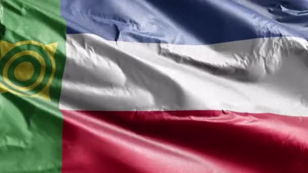 Khakassia Tekstil Bayrağı Rüzgar Çemberinde Dalgalanıyor Khakassky Bayrağı Rüzgarda Sallanıyor — Stok video