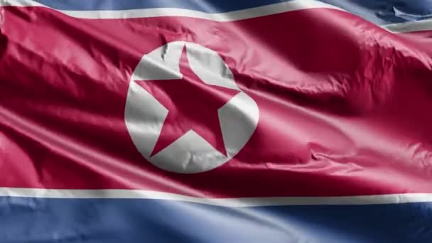 Bandeira Coreia Norte Acenando Circuito Vento Bandeira Norte Coreana Balançando — Vídeo de Stock