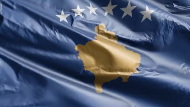 Прапор Косово Махає Вітровій Петлі Косовський Прапор Гойдається Вітрі Повний — стокове відео