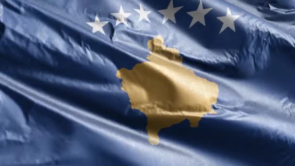 Σημαία Του Κοσσυφοπεδίου Κυματίζει Αργά Στον Βρόχο Ανέμου Σημαία Του — Αρχείο Βίντεο