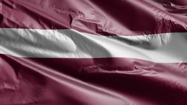 Bandera Letonia Ondeando Lentamente Bucle Del Viento Pancarta Letona Balanceándose — Vídeos de Stock