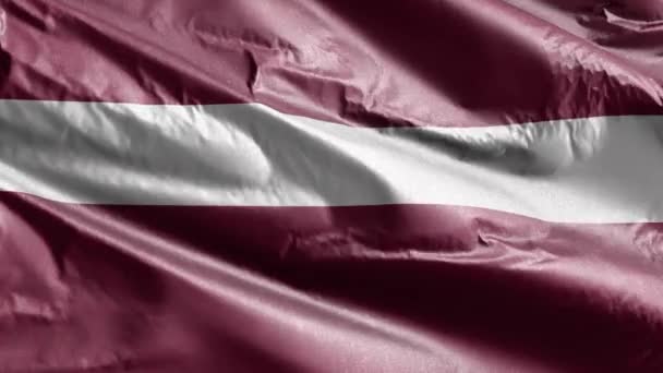 Lettland Textila Flagga Långsam Vinka Vindslingan Lettiska Banderollen Svajar Smidigt — Stockvideo