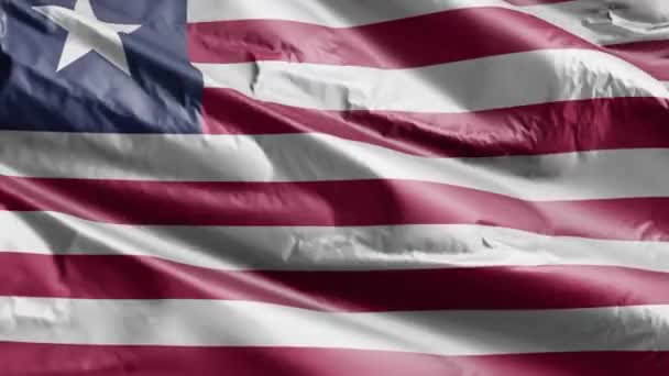Liberia Flagge Weht Auf Der Windschleife Liebersky Banner Wind Volle — Stockvideo