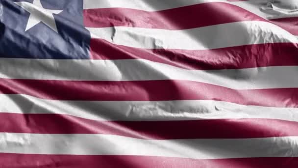 Ліберія Текстильний Прапор Повільно Махає Вітровою Петлею Прапор Ліберського Плавно — стокове відео