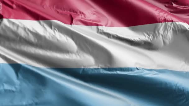 Luxemburg Flagga Långsam Vinka Vindslingan Luxemburgs Flagga Svajar Smidigt Vinden — Stockvideo