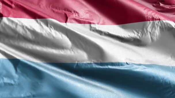 Luxemburg Textiel Vlag Langzaam Zwaaien Wind Lus Luxemburgse Spandoek Soepel — Stockvideo