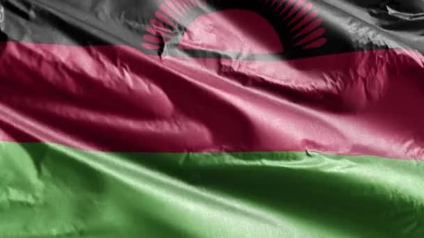 Bandeira Têxtil Malawi Acenando Lentamente Circuito Vento Bandeira Malawi Balançando — Vídeo de Stock