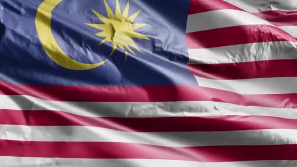 Bandera Malasia Ondeando Bucle Del Viento Bandera Malaya Balanceándose Brisa — Vídeo de stock