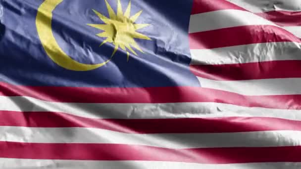 Bandera Textil Malasia Ondeando Bucle Del Viento Bandera Malaya Balanceándose — Vídeo de stock