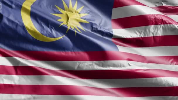 Malaysia Flag Slow Waving Wind Loop Malaysian Banner Smoothly Swaying — Stock Video