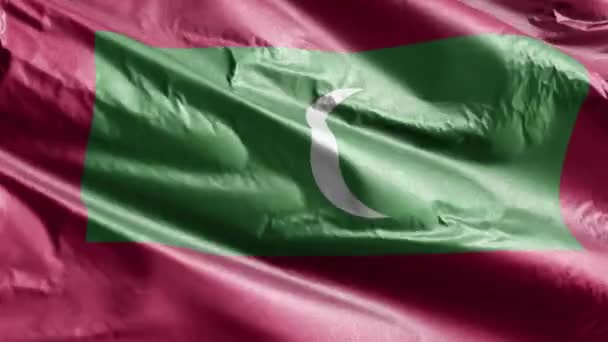 Maldivas Bandeira Têxtil Acenando Loop Vento Bandeira Das Maldivas Balançar — Vídeo de Stock