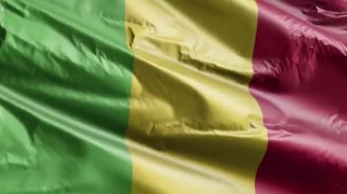 Rüzgarda dalgalanan Mali bayrağı. Mali bayrağı rüzgarda sallanıyor. Tam dolgu arkaplanı. 10 saniye döngü. 