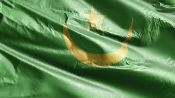 Mauretanien Textila Flagga Långsam Vinka Vindslingan Mauretaniens Fana Svänger Smidigt — Stockvideo