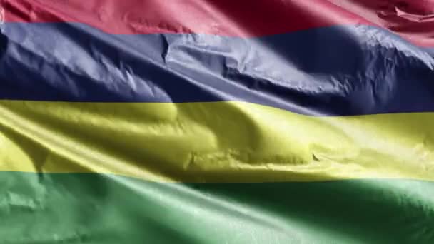 Mauritius Textilflagga Viftar Vindslingan Mavrik Banner Svajar Vinden Tygvävnad Full — Stockvideo