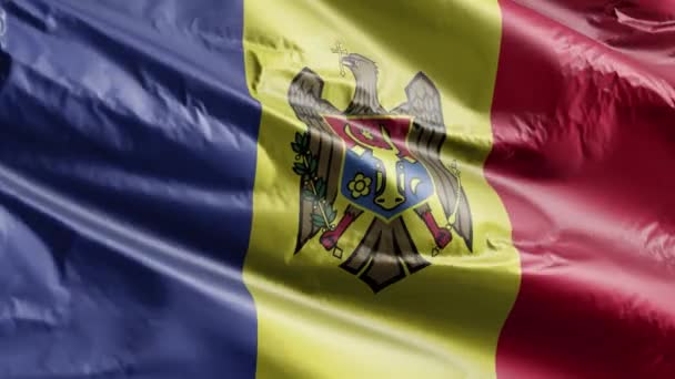 Bandera Moldavia Ondeando Lentamente Bucle Del Viento Estandarte Moldavo Balanceándose — Vídeos de Stock