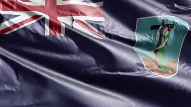 Montserrat Textilflagga Viftar Vindslingan Montserrat Fanan Svajar Vinden Tygvävnad Full — Stockvideo