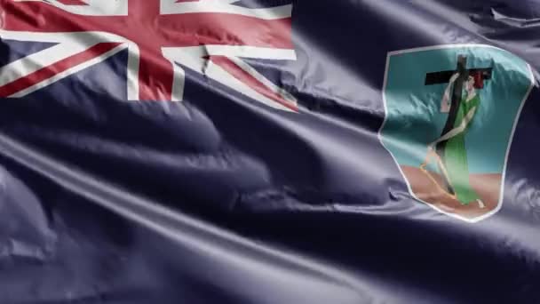 Die Flagge Von Montserrat Weht Auf Der Windschleife Das Banner — Stockvideo