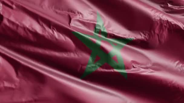 Morocco Flag Waving Wind Loop Moroccan Banner Swaying Breeze Full — Stock Video